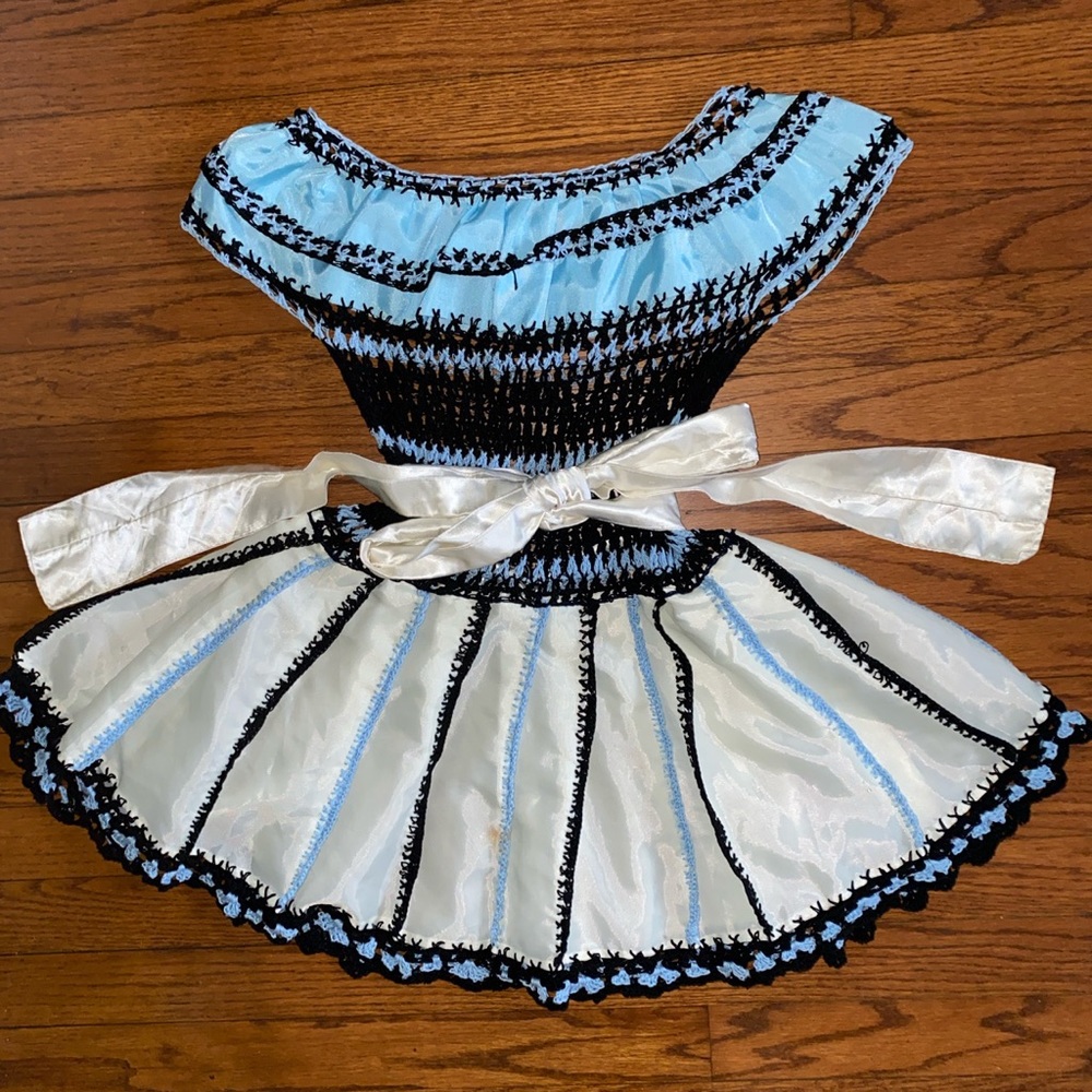 Vintage heirloom handmade retro Mod 50s Crocheted Silky needlepoint Party Dress - Picture 6 of 11